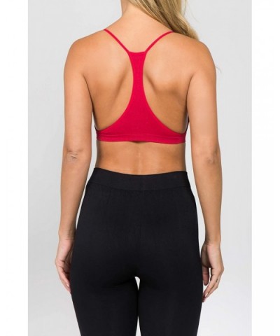 Women's Ribbed Strappy Criss Cross Racerback Bralette - Crimson - CN18HR4D02S $15.07 Bras