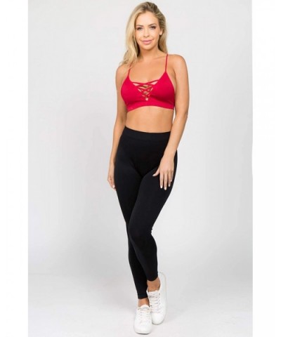 Women's Ribbed Strappy Criss Cross Racerback Bralette - Crimson - CN18HR4D02S $15.07 Bras