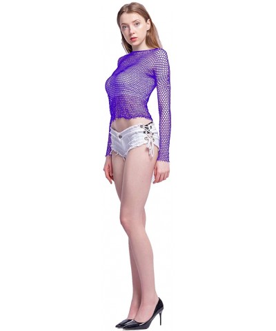 Women Lingerie Bodysuit Bodystockings Long Sleeve Sleepwear Babydoll Dress - Purple - CP18IEIWLR4 $14.13 Baby Dolls & Chemises