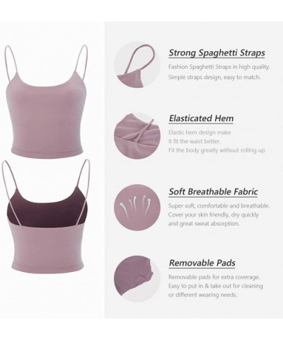 Yoga Gym Sports Bras for Women - Mini Camisole- Breathable- Soft Top Corp for Workout Fitness with Removable Padded - Cameo -...