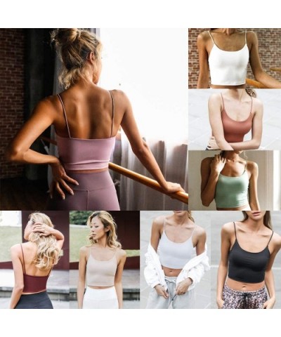 Yoga Gym Sports Bras for Women - Mini Camisole- Breathable- Soft Top Corp for Workout Fitness with Removable Padded - Cameo -...