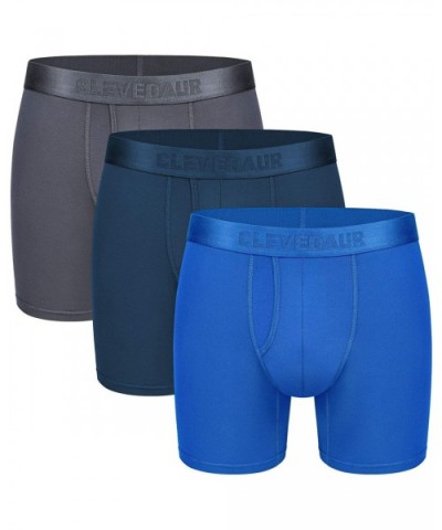 Men's Underwear 6 Inches Micro Modal Mens Boxer Briefs (Pack of 3) - A Grey/Navy/Blue in Polybag(fly) - CG18678W35H $47.83 Bo...