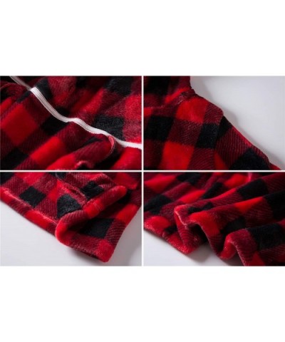 Girl's Soft Flannel Bathrobes with Hair Dry Hat- 2-12 Years - Red Black Plaid - CF19CG70H9I $31.93 Robes