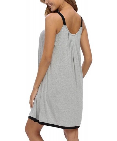 Womens Nightgowns Cotton Sleep Dress Babydoll Full Sleeveless Slip Strap Wide Tank - Gray - CZ19DQX9YI3 $78.82 Nightgowns & S...