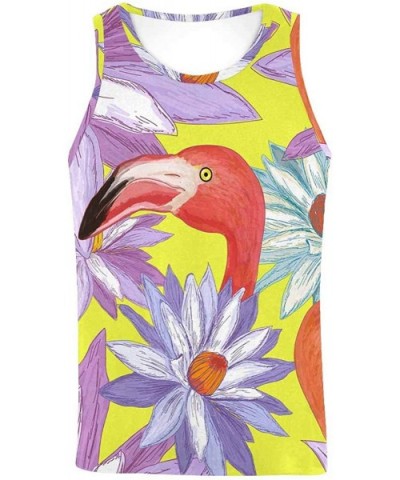 Men's Muscle Gym Workout Training Sleeveless Tank Top Flamingos Couple - Multi5 - CK19DW7SIK4 $46.99 Undershirts