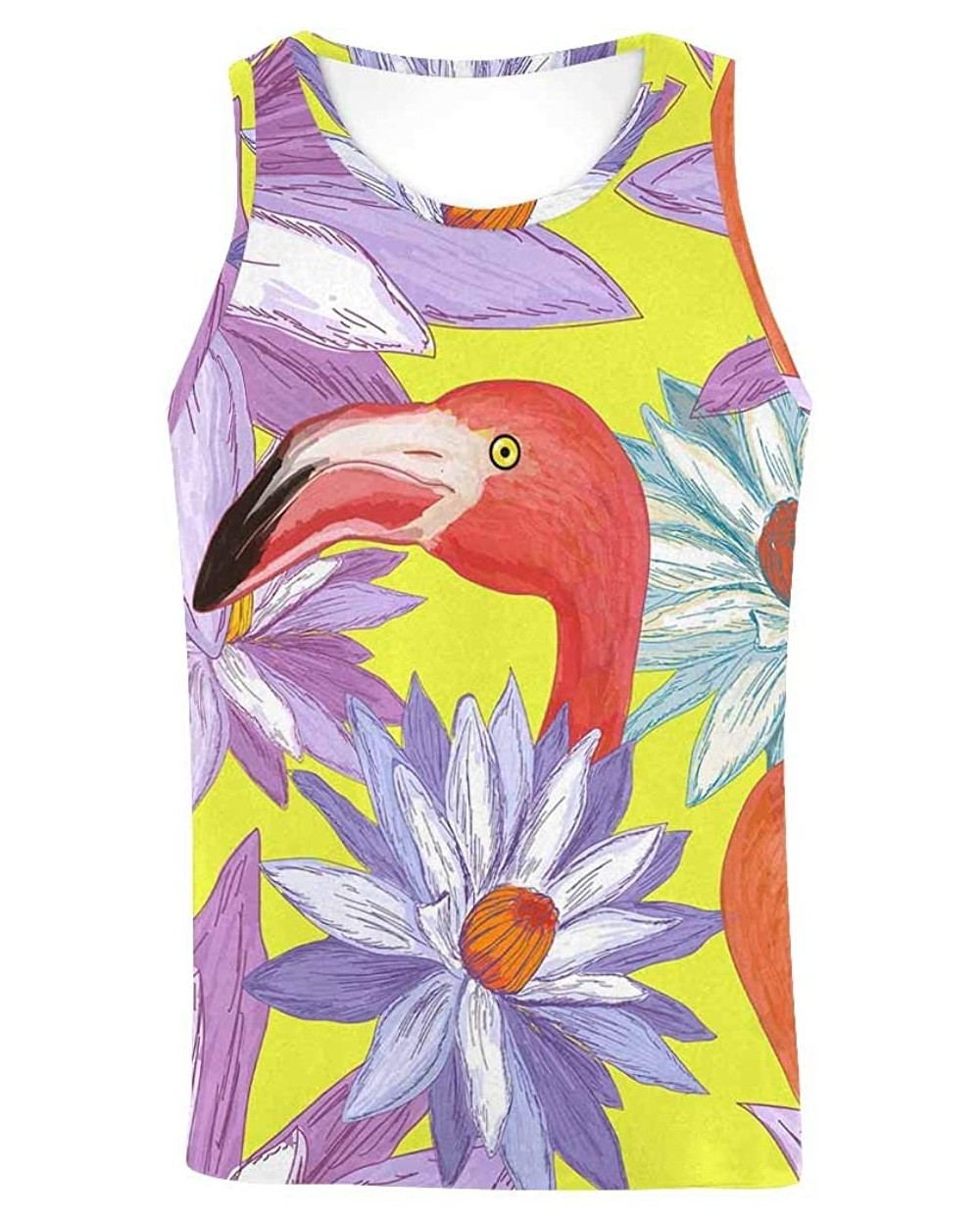 Men's Muscle Gym Workout Training Sleeveless Tank Top Flamingos Couple - Multi5 - CK19DW7SIK4 $46.99 Undershirts