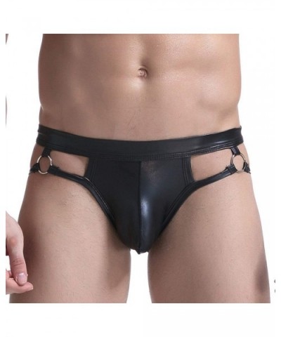 PU Men Underwear Black Elastic 1PC Thongs and G Strings Leather Jockss G-Strings Sexy Party Adjustable - Black - CR198OUTQ7T ...