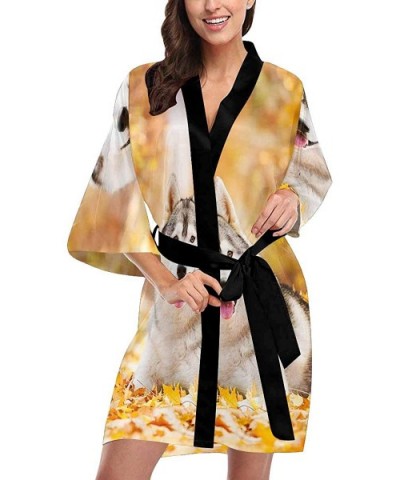 Custom Kitten Watercolor Flower Women Kimono Robes Beach Cover Up for Parties Wedding (XS-2XL) - Multi 5 - CR194S4I24S $80.70...