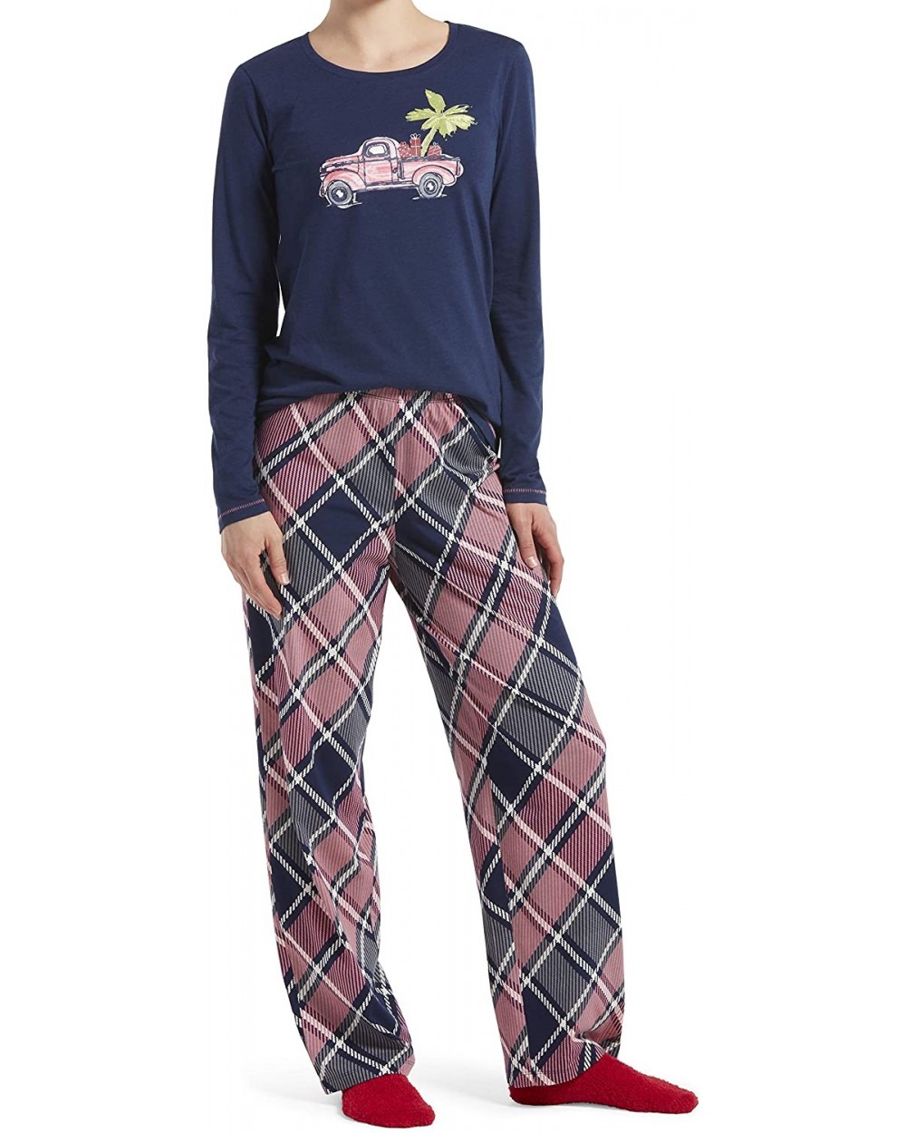 Women's Printed Knit Tee and Pant 3 Piece Pajama Set - Medieval - Vintage Truck - C518H8QA3NT $46.14 Sets