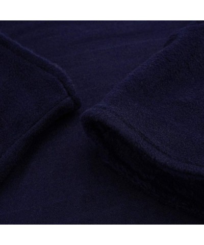 Men's Plush Fleece Hood Robe- Winter Lengthened Kimono Bathrobe for Men Home Clothes - Dark Blue - CE18AZWLT3H $41.46 Robes