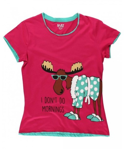 Fitted Pajamas for Women- Cute Pajama Pants and Top Set- Separates - I Don’t Do Mornings Moose Pajama Shirt - CS12BLHWDHF $25...