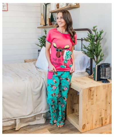 Fitted Pajamas for Women- Cute Pajama Pants and Top Set- Separates - I Don’t Do Mornings Moose Pajama Shirt - CS12BLHWDHF $25...