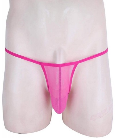 Sexy Mens Bulge Pouch G-String Bikini Underwear Mesh Transparent Thong - Rose Mesh - C418HEEA2IY $21.88 G-Strings & Thongs