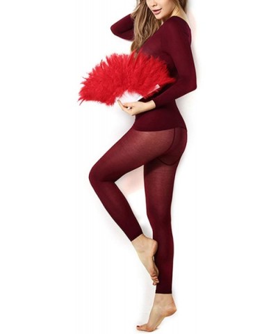 Women Winter Seamless Elastic Stretch Thermal Inner Wear Solid Color Thermal Underwear Sets - Burgundy - C6193XYZEYT $35.92 T...