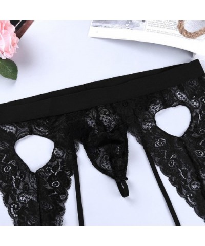 Men Sissy Sheer Lace Panties Thong Hollow Out Crossdress Garters Underwear Lingerie Nightwear - CW18XMLD9H9 $25.84 G-Strings ...