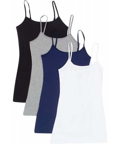 4 Pack Active Basic Cami Tanks in Many Colors - White- Black- Hgray- Navy- Large - CK18XUN0XAL $39.47 Camisoles & Tanks