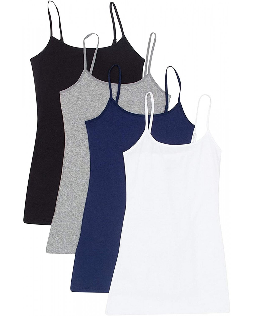 4 Pack Active Basic Cami Tanks in Many Colors - White- Black- Hgray- Navy- Large - CK18XUN0XAL $39.47 Camisoles & Tanks