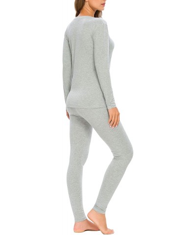 Lightweight Thermal Underwear Womens Base Layer Set Henley Long Johns - Grey - CQ18HGDHTIK $33.59 Thermal Underwear