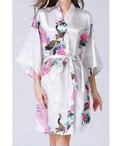 Women's Kimono Floral Print with Belt Mid-Length Regular Fit PJ Sleepwear - 9 - C9198768T6G $37.02 Tops