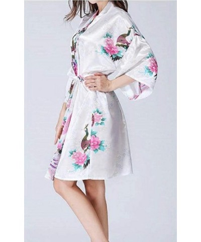 Women's Kimono Floral Print with Belt Mid-Length Regular Fit PJ Sleepwear - 9 - C9198768T6G $37.02 Tops