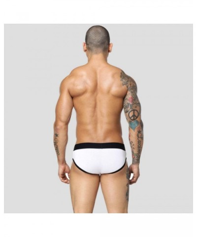 Men's Bulge Pouch Cotton Bikinis Low Rise Briefs Underwear - White - CC18XRL7CAR $14.04 Briefs