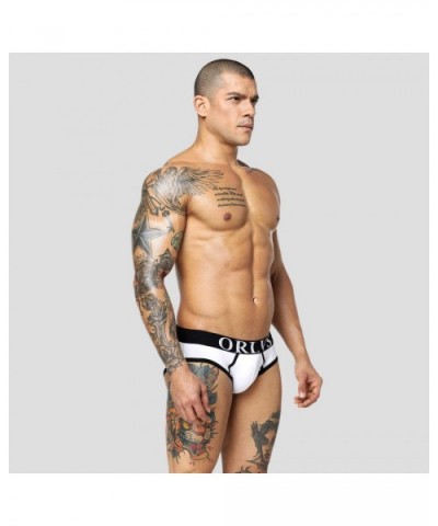 Men's Bulge Pouch Cotton Bikinis Low Rise Briefs Underwear - White - CC18XRL7CAR $14.04 Briefs