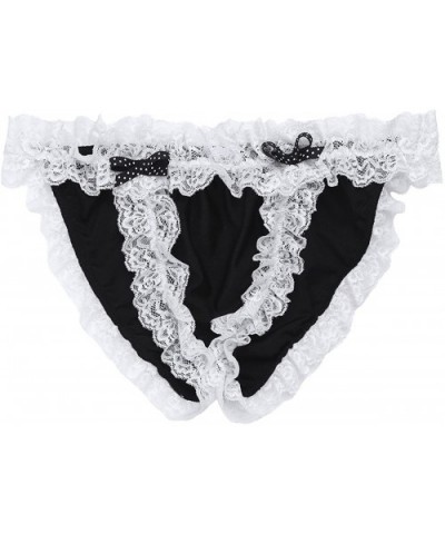 Men Sissy Pouch Lace Frilly Panties Low Rise Bikini Briefs Underwear Crossdress Lingerie - Black - CR1807O0N92 $17.24 Briefs