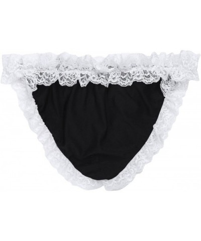 Men Sissy Pouch Lace Frilly Panties Low Rise Bikini Briefs Underwear Crossdress Lingerie - Black - CR1807O0N92 $17.24 Briefs