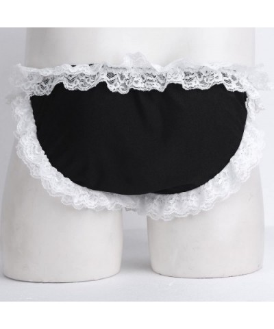 Men Sissy Pouch Lace Frilly Panties Low Rise Bikini Briefs Underwear Crossdress Lingerie - Black - CR1807O0N92 $17.24 Briefs