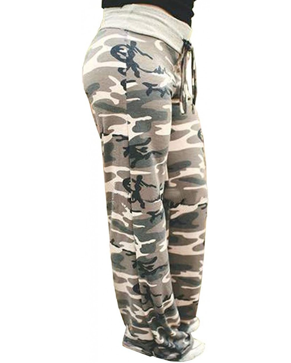 Women Comfy Stretch Floral Print Drawstring Camouflage Wide Leg Lounge Pants - 909 Camouflage - CZ192Z68Y8K $55.56 Bottoms