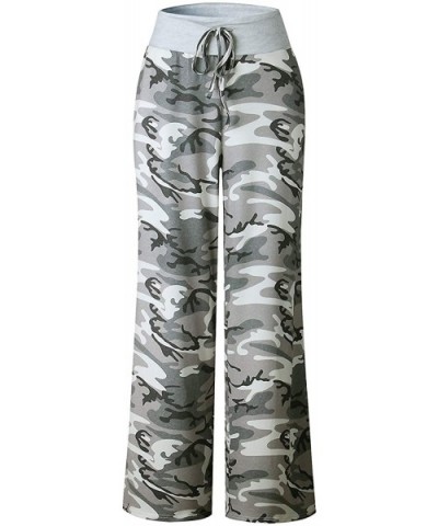 Women Comfy Stretch Floral Print Drawstring Camouflage Wide Leg Lounge Pants - 909 Camouflage - CZ192Z68Y8K $55.56 Bottoms