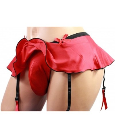 Sissy Pouch Panties Men's Skirted Mooning Bikini Briefs Girly Underwear Sexy for Men - Hot Red - C718I52CQSO $39.96 Briefs