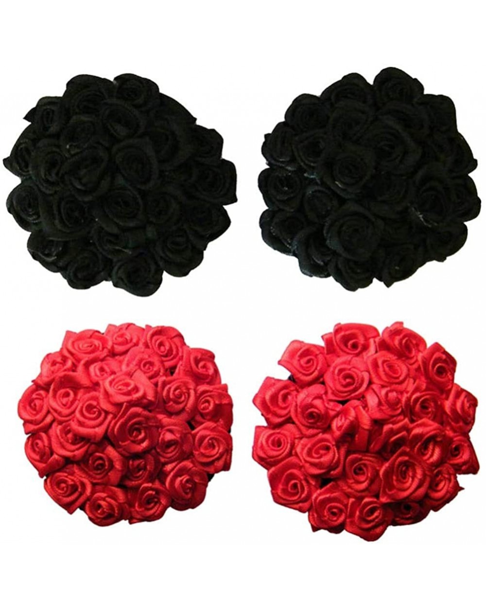 Valentines Rose Nipple Covers for Women Reusable Breast Petals Self-Adhesive Bra Pasties Stickers for Wedding - Red+black - C...