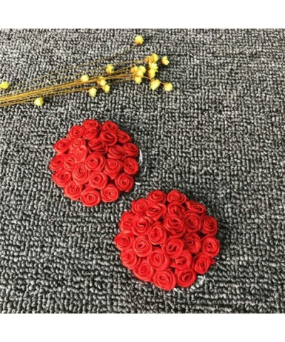 Valentines Rose Nipple Covers for Women Reusable Breast Petals Self-Adhesive Bra Pasties Stickers for Wedding - Red+black - C...