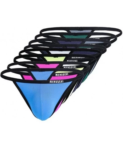 Men's New Sexy Panties Super Soft Ice Silk Triangle Panties - Mix 8 - CU1933OEU0A $55.84 G-Strings & Thongs