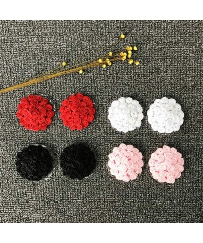 Valentines Rose Nipple Covers for Women Reusable Breast Petals Self-Adhesive Bra Pasties Stickers for Wedding - Red+black - C...