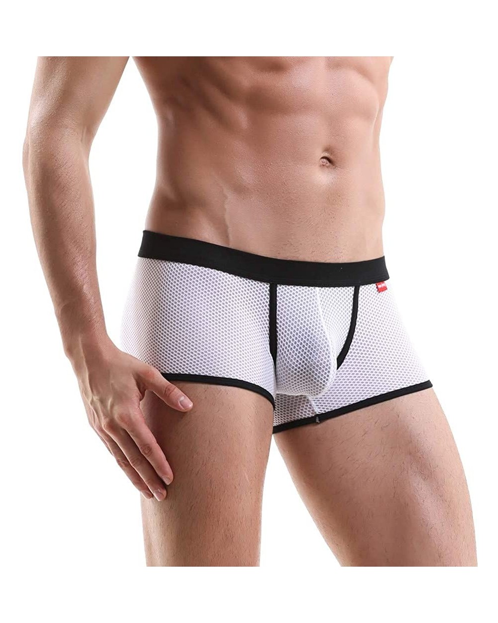 Men's Sexy Underwear Mesh Breathable Comfort Pants Sexy Boxer Underpants - White - C418Y8AEQH4 $12.75 Boxer Briefs