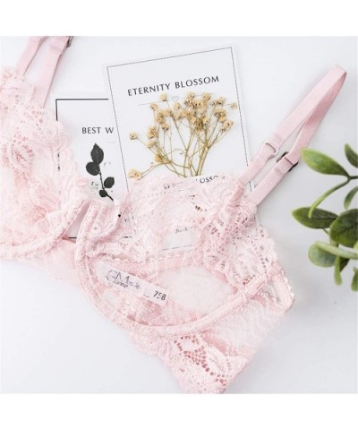 Women's Underwire Bra Set Lace Lingerie Sets Sexy Bra and Hipster Panties Cotton Underwear Suit for Ladies Penites Petite - B...