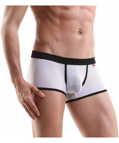 Men's Sexy Underwear Mesh Breathable Comfort Pants Sexy Boxer Underpants - White - C418Y8AEQH4 $12.75 Boxer Briefs