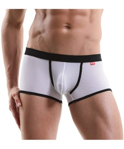 Men's Sexy Underwear Mesh Breathable Comfort Pants Sexy Boxer Underpants - White - C418Y8AEQH4 $12.75 Boxer Briefs