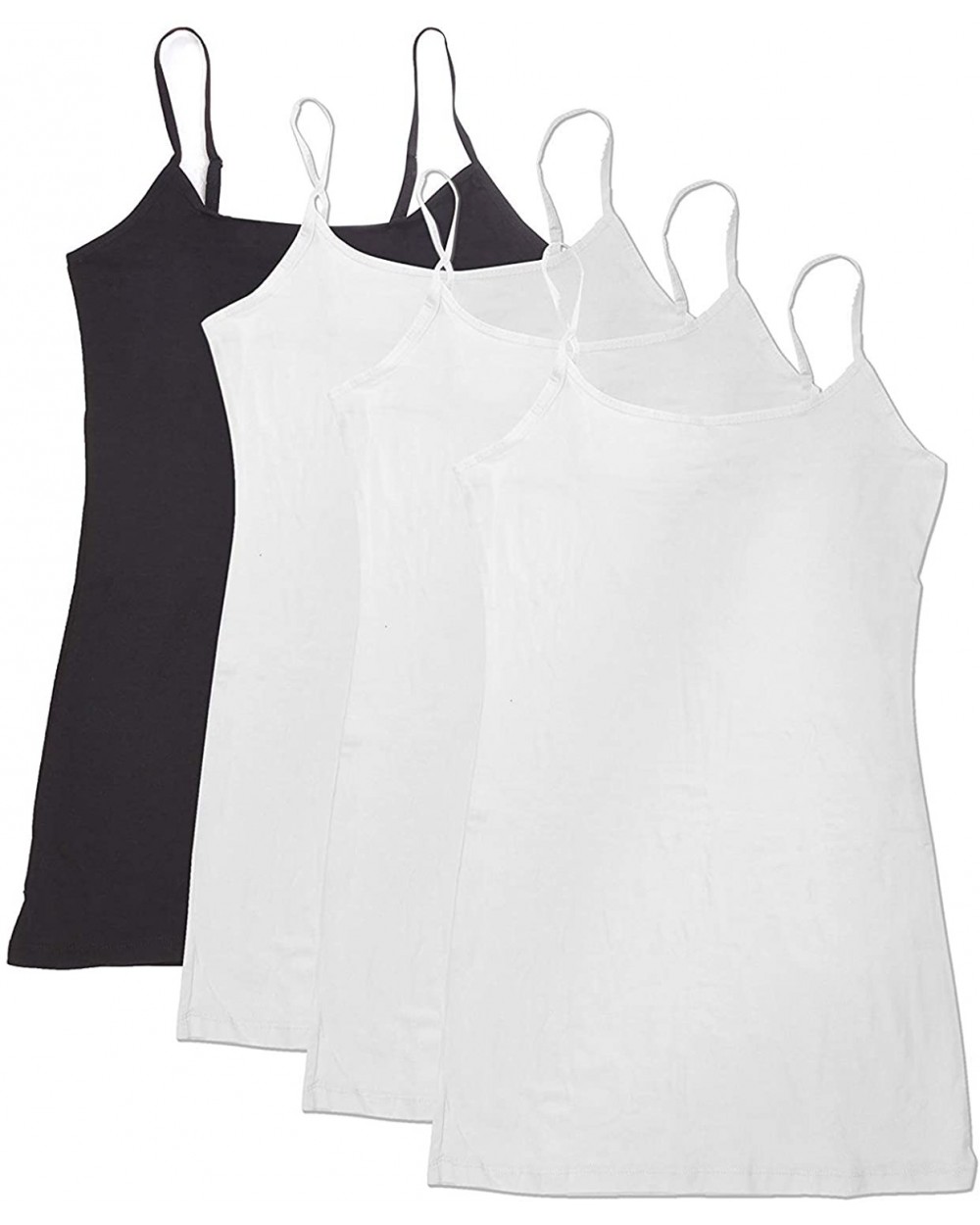 4 Pack Women's Basic Cotton Camisoles Tanks W/Adjustable Straps - White- White- White- Black - CS18U5KRYHN $19.02 Camisoles &...