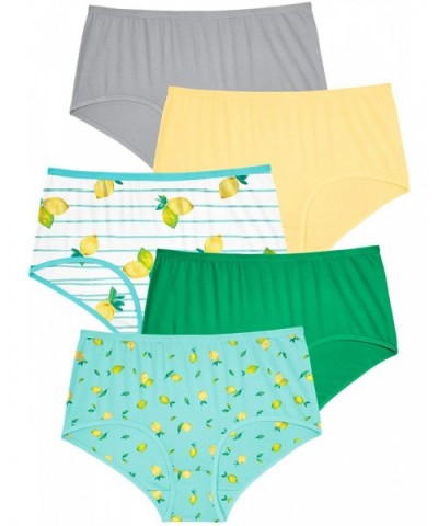 Women's Plus Size 5-Pack Stretch Cotton Full-Cut Brief Underwear - Lemon Pack (0457) - CW1983IA4OC $46.18 Panties