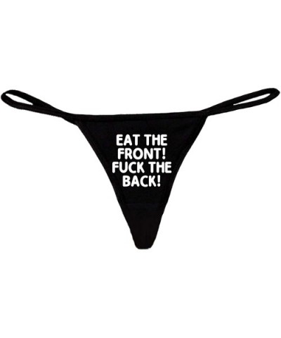 Women's Funny Sexy Thong Eat The Front- F The Back Lingerie Panties - Black - CA12MZDAZ5X $23.17 Panties