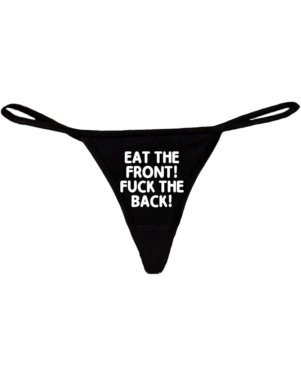 Women's Funny Sexy Thong Eat The Front- F The Back Lingerie Panties - Black - CA12MZDAZ5X $23.17 Panties