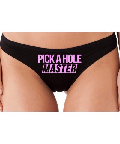 Pick A Hole Master Mouth Ass Pussy Slut Black Thong Underwear - Bubble Gum Pink - CD1963SOQDW $23.58 Panties