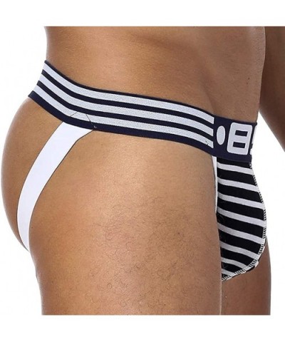 Men's Underwear Jockstrap Athletic Supporters-Cotton Low Rise Stretch Performance Jock Strap - Bla+bla+bla - CK199QH99QS $35....