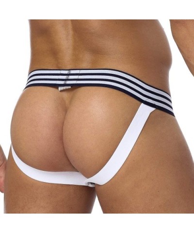 Men's Underwear Jockstrap Athletic Supporters-Cotton Low Rise Stretch Performance Jock Strap - Bla+bla+bla - CK199QH99QS $35....