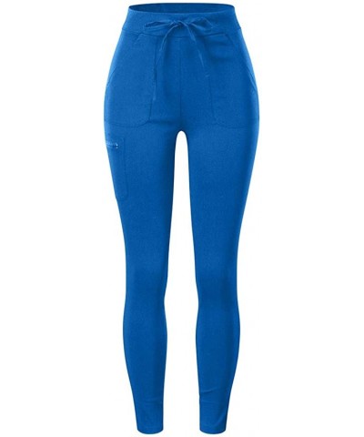 Women Skinny Pocket Pants High Waist Stretch Slim Pencil Trousers Lady Solid Sport Casual Pants Blue - C6199HQDRDZ $36.93 Acc...