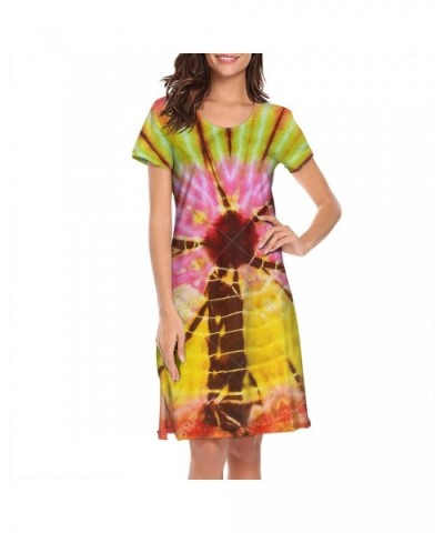 Women's Short Sleeve Nightshirts Tie Dye Designs Rainbow Casual Sleepshirts Dress Tee - Tie Dye Designs - C4199IEHNHQ $40.23 ...