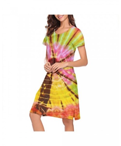 Women's Short Sleeve Nightshirts Tie Dye Designs Rainbow Casual Sleepshirts Dress Tee - Tie Dye Designs - C4199IEHNHQ $40.23 ...